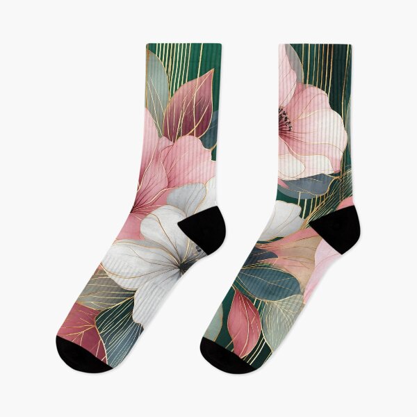 Item preview, Mid Century Botanical Retro Geometric Leaves  Florals  Green PInk designed and sold by Prints and Lifestyle.