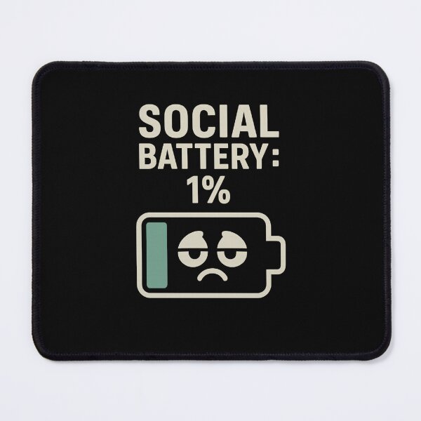 Item preview, Social Battery: 1% – Funny Nerd Shirt designed and sold by meshhead.