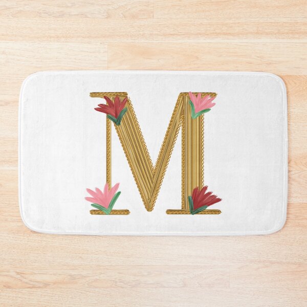 Item preview, M Monogram in Gold with Flowers  designed and sold by Peace502.