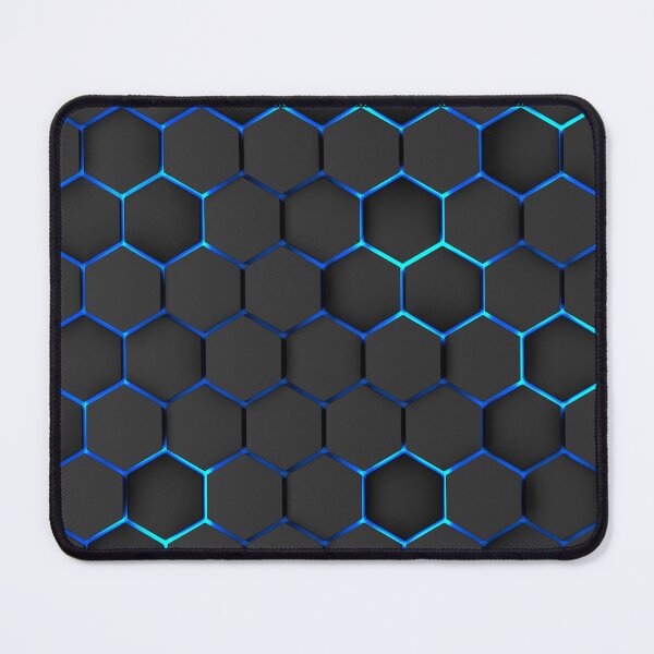 Item preview, Black hexagons with aquamarine neon, futuristic aesthetic design designed and sold by WelSol.