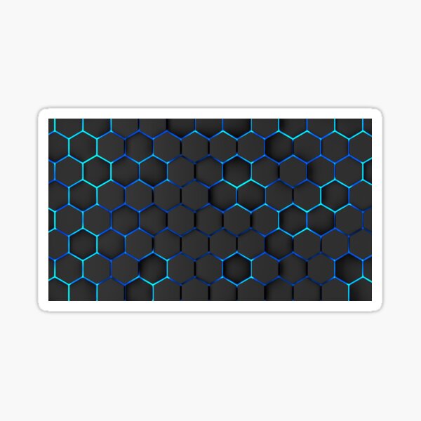 Item preview, Black hexagons with aquamarine neon, futuristic aesthetic design designed and sold by WelSol.