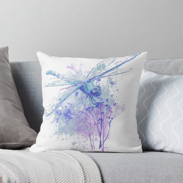 Item preview, Original Watercolor Dragonfly in Blue Mauve Nature designed and sold by countrymouse.