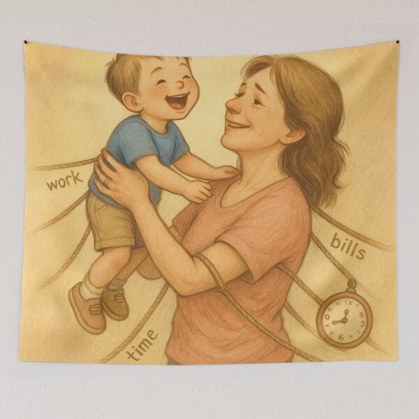 Item preview,  Barely Holding On – Parenting Mental Load Quote Art designed and sold by Neovibe Print.