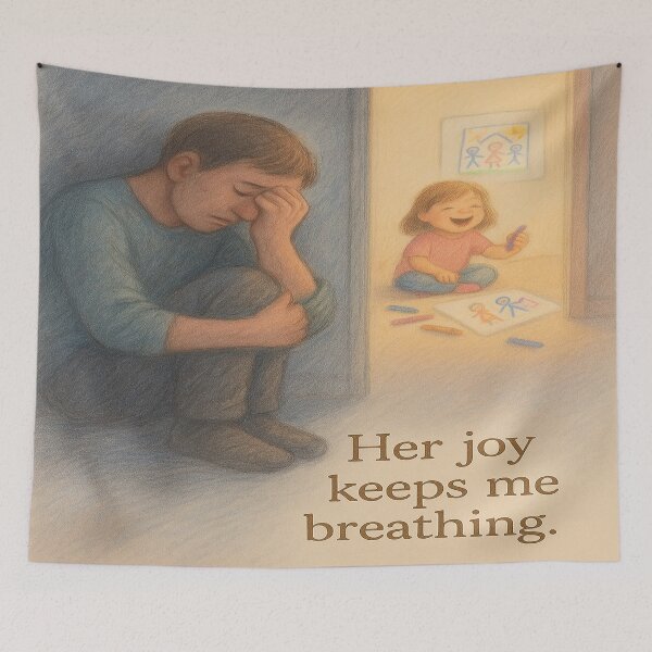 Item preview,  Her Joy Keeps Me Breathing – Sad but Loving Quote Art designed and sold by Neovibe Print.