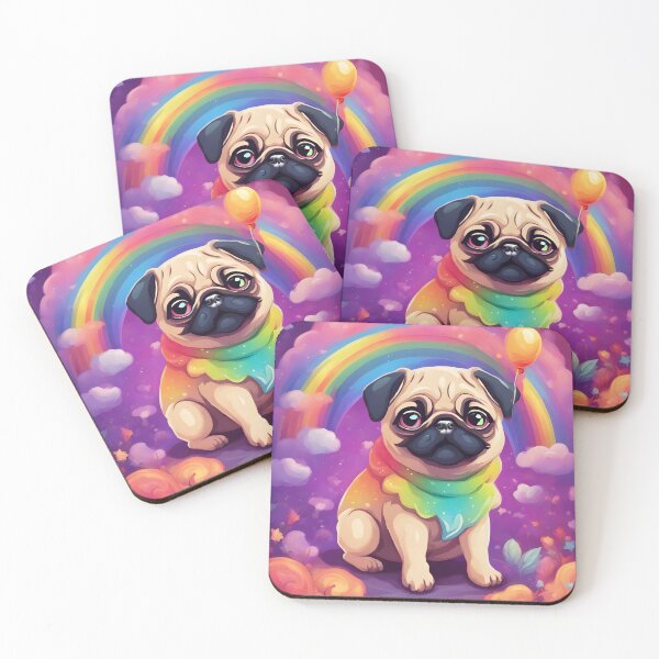 Item preview, Cute Pug With Rainbow in a Fantasy Land designed and sold by almadigitalarts.