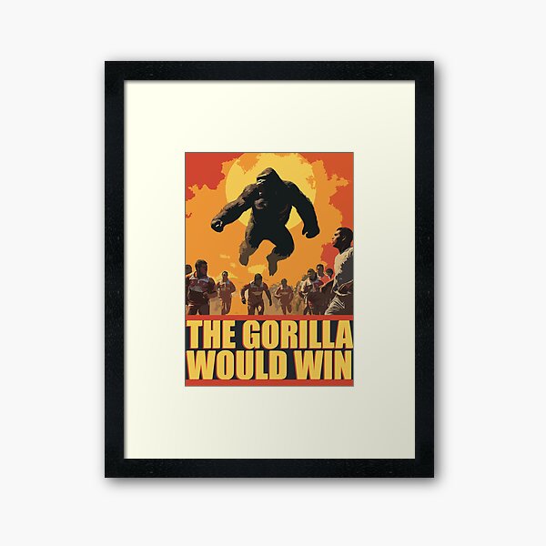 Vista previa del artículo con la obra «Gorila contra 100 hombres», diseñado y vendido por Oscar Dove.