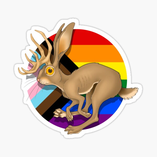 Item preview, Jackalope - Progress Pride Edition designed and sold by Dead Possum Designs.