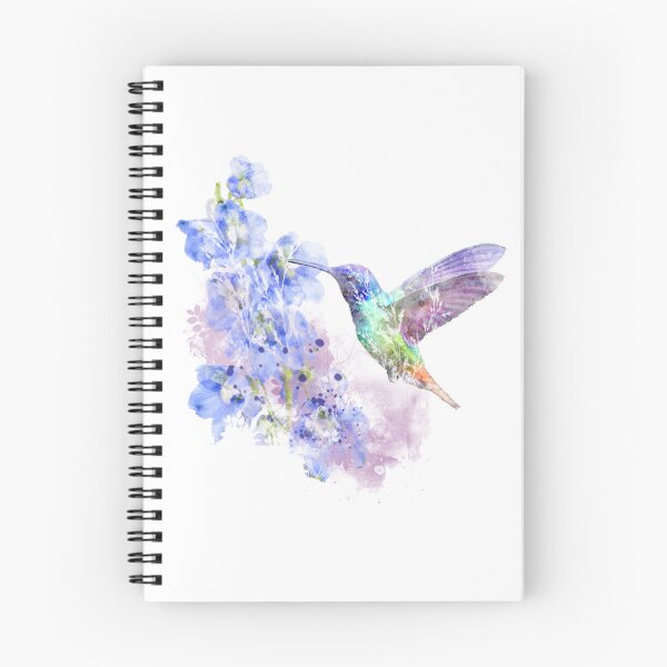 Item preview, Hummingbird Bird & Blue Delphinium flowers designed and sold by countrymouse.