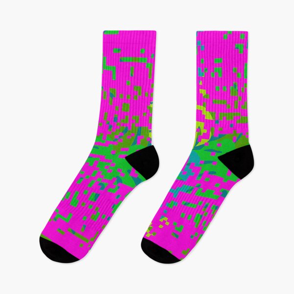 Item preview, Abstract Magenta Glitch Pixel Art with Teal & Lime Underlay designed and sold by larissa-myrie.