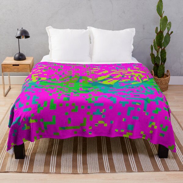 Item preview, Abstract Magenta Glitch Pixel Art with Teal & Lime Underlay designed and sold by larissa-myrie.