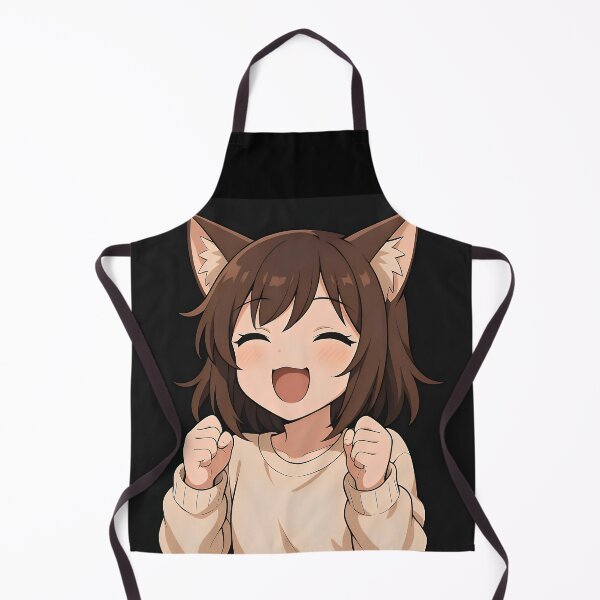 Item preview, Cute Anime Cat Girl Smiling with Joy – Kawaii Style Portrait designed and sold by Amr Siam.