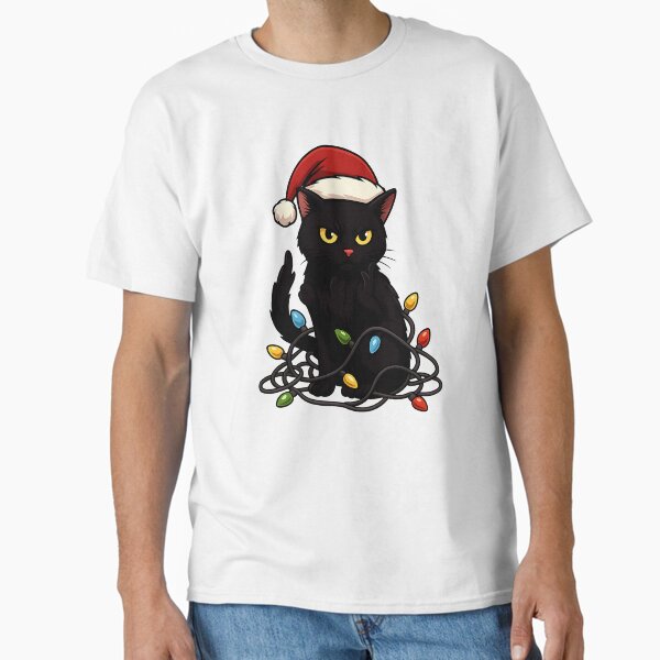 Item preview, Black Cat Christmas Lights Funny Cat Lover Xmas Santa Claus designed and sold by facegm.