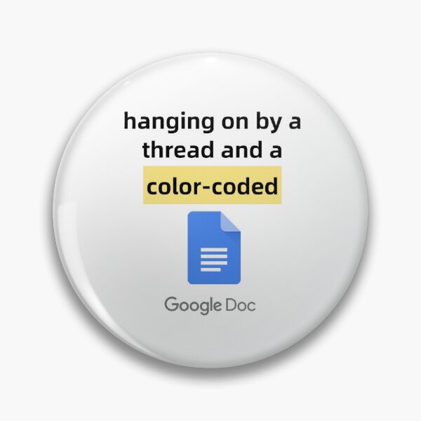 Item preview, hanging on by a thread and a color-coded doc designed and sold by Full Whimsy.