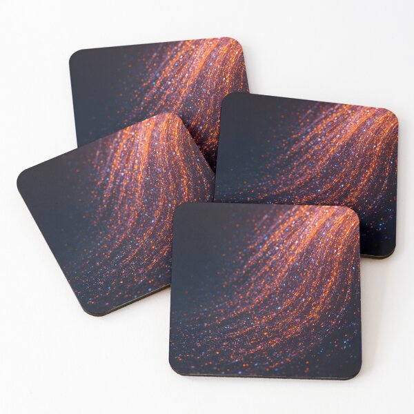 Item preview, An abstract background displays a vibrant cascade of orange, red, and blue glowing particles, creating a dynamic, flowing effect on a dark background designed and sold by homydesign.