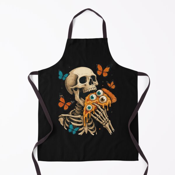 Item preview, Skeleton Eating Melting Eyeball Pizza with Butterflies – Creepy Cute Surreal Art designed and sold by ColorSplash123.