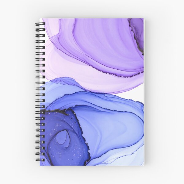 Item preview, An abstract alcohol ink artwork featuring swirling translucent layers of purple and blue with delicate gold accents, creating a fluid and ethereal composition designed and sold by homydesign.