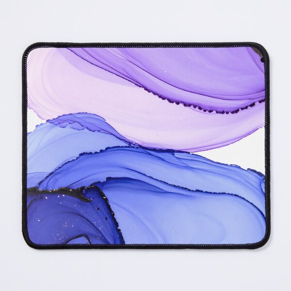 Item preview, An abstract alcohol ink artwork featuring swirling translucent layers of purple and blue with delicate gold accents, creating a fluid and ethereal composition designed and sold by homydesign.