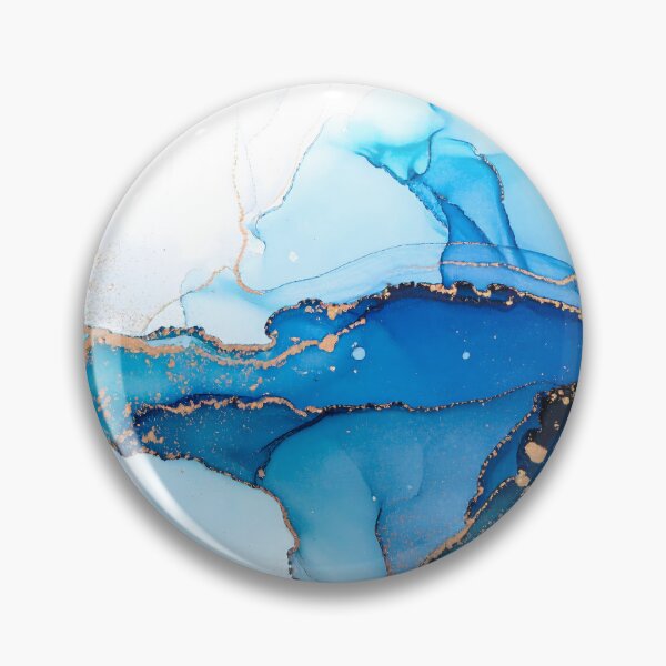 Item preview, An artistic abstract background with flowing blue and teal ink washes, accented by shimmering gold lines and splatters, on a white canvas designed and sold by homydesign.