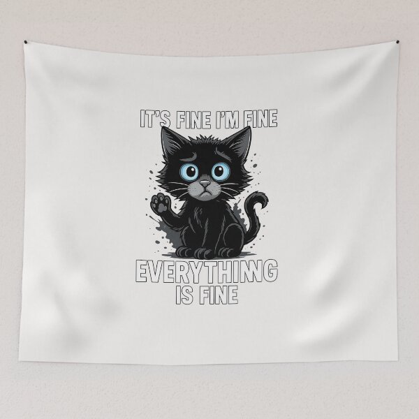 Item preview, It´s Fine Im Fine Everything Is Fine - Funny Black Cat designed and sold by diyoor.