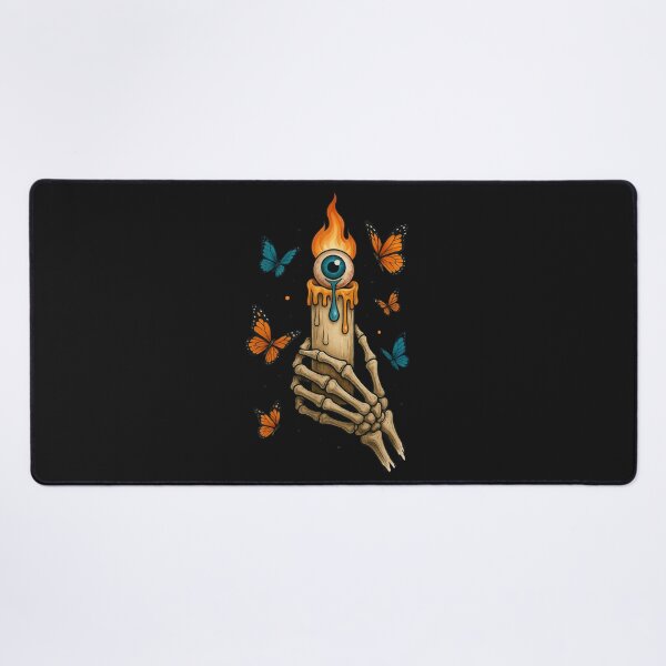 Item preview, Skeleton Hand with Melting Candle and Crying Eye Flame – Surreal Gothic Art Design designed and sold by ColorSplash123.