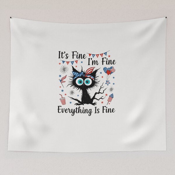 Item preview, It's Fine I'm Fine Everything Is Fine Black Cat 4th of July designed and sold by diyoor.