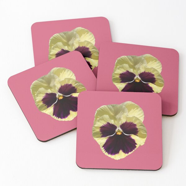 Item preview, Yellow Pansy with Dark Purple Centre on Pink designed and sold by STHogan2.