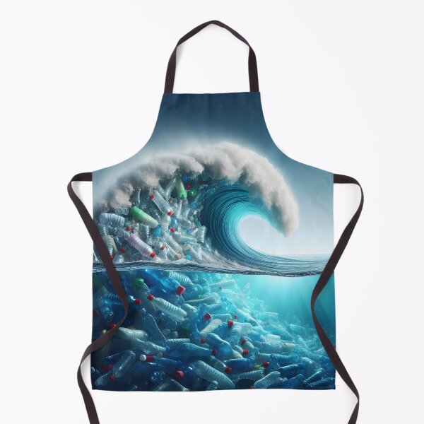 Item preview, A massive ocean wave curls, revealing a core of plastic bottles and debris both above and below the water's surface designed and sold by homydesign.