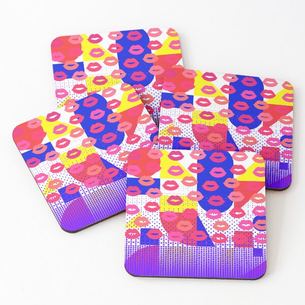 Item preview, Vibrant Pop-Art Lips Pattern on Colorful Geometric Background designed and sold by larissa-myrie.