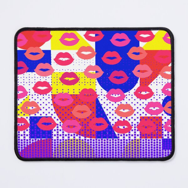 Item preview, Vibrant Pop-Art Lips Pattern on Colorful Geometric Background designed and sold by larissa-myrie.