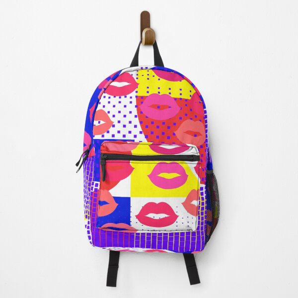 Item preview, Vibrant Pop-Art Lips Pattern on Colorful Geometric Background designed and sold by larissa-myrie.