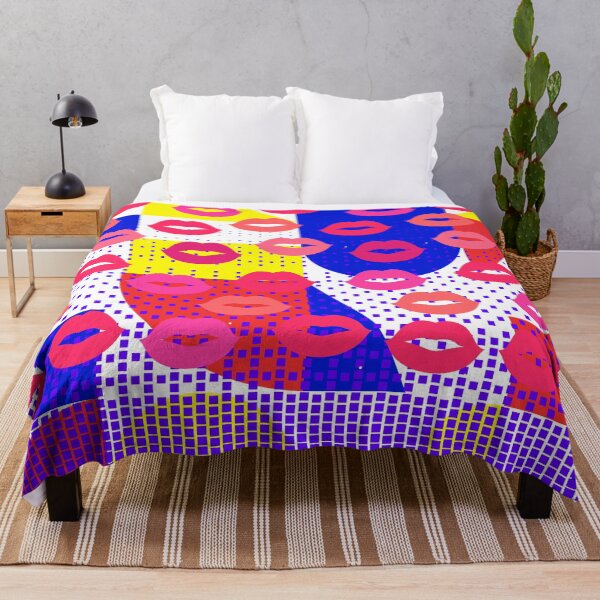 Item preview, Vibrant Pop-Art Lips Pattern on Colorful Geometric Background designed and sold by larissa-myrie.