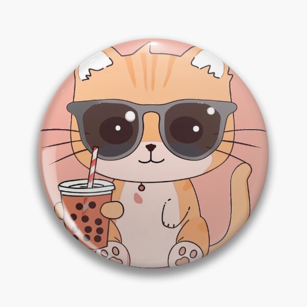 Item preview, Kawaii Cat Sipping Bubble Tea in Style designed and sold by ArteMinds.