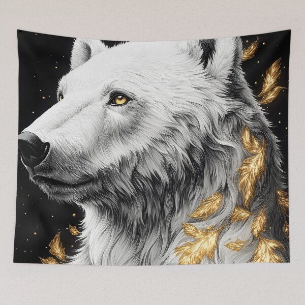 Item preview, Portrait Animal Polar Bear Eternal Winter Golden Leaf Aurora Celestial Majesty designed and sold by earlobejerk.