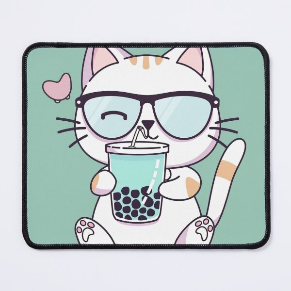 Item preview, Adorable Sunglasses Cat Loves Bubble Tea designed and sold by ArteMinds.