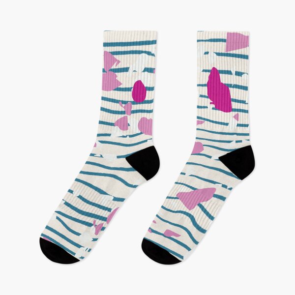 Artikelvorschau, Handgezeichnete blaugrüne Streifen mit rosa-weißem Konfetti-Muster entworfen und verkauft von larissa-myrie.