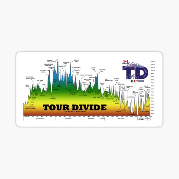 Item preview, NOBO Tour Divide Elevation Profile, TD Logo designed and sold by schillingsworth.