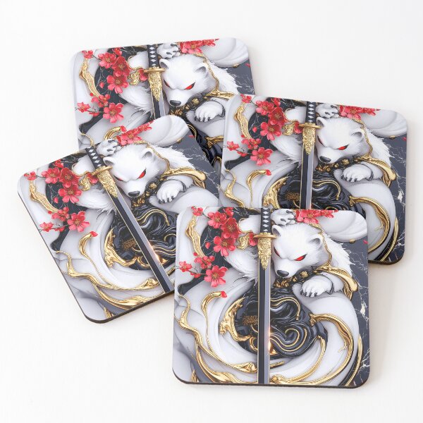 Item preview, Animal White Bear Samurai Blossoms Gold Armor Elegant Warrior Flow designed and sold by gamalruginaq.