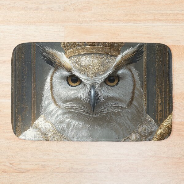 Item preview, Bird Regal Owl King In White Robe Holding Scepter Inside Ornate Golden Hall designed and sold by odcpappels.