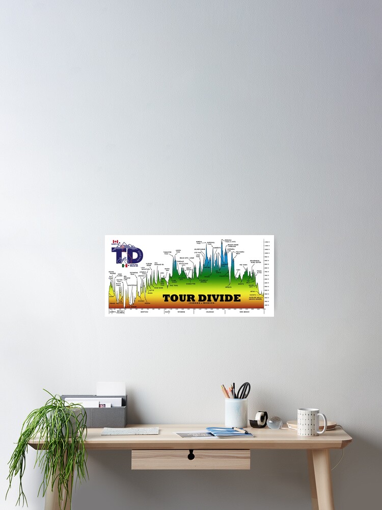 Thumbnail 2 of 3, Poster, Tour Divide Elevation Profile, TD Logo designed and sold by schillingsworth.