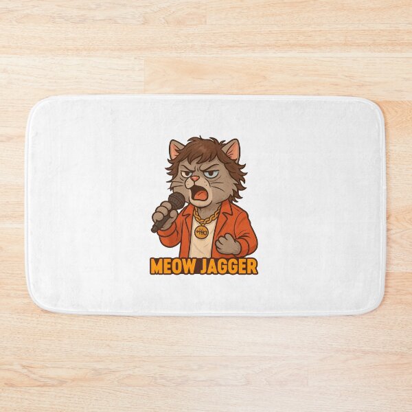 Item preview, Retro Cat Singer – Funny Meow Jagger Art designed and sold by FriskySloths.