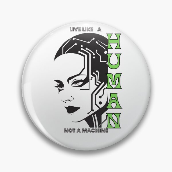 Item preview, Live Like a Human – Futuristic Circuit Face Design designed and sold by MedhaCreations.
