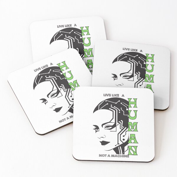 Item preview, Live Like a Human – Futuristic Circuit Face Design designed and sold by MedhaCreations.