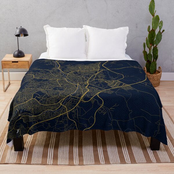 Item preview, Zarqa City Map of Jordan - Gold Art Deco designed and sold by deMAP.