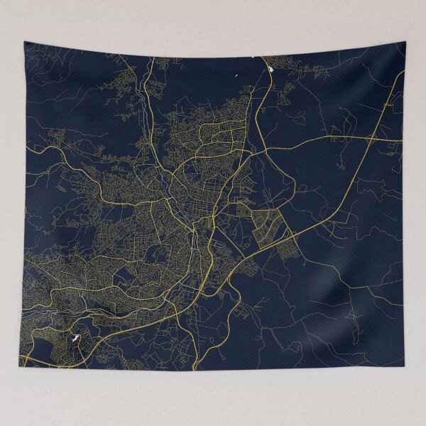 Item preview, Zarqa City Map of Jordan - Gold Art Deco designed and sold by deMAP.