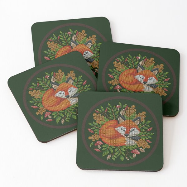 Item preview, Sleepy Fox Cross Stitch – Cozy Cottagecore Woodland Design designed and sold by akbfradio.