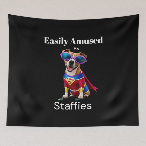 Item preview, Funny Staffy Superhero Dog Design – Easily Amused by Staffordshire Bull Terriers | Maziblu Gifts designed and sold by Mazieblu.