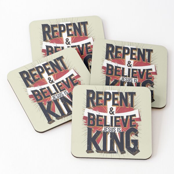 Item preview, Repent and Believe – Jesus Is King | Bold Christian Artwork designed and sold by NoviaRobert.