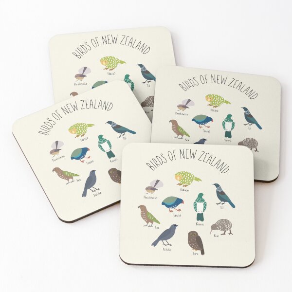 Item preview, Birds Of New Zealand - Kiwi, Kakapo, Tui, Fantail, Kaka, Kea - cream designed and sold by Rebeccatiana.nz.