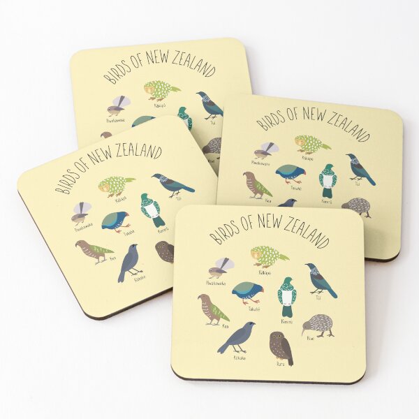 Item preview, Copy of Birds Of New Zealand - Kiwi, Kakapo, Tui, Fantail, Kaka, Kea - Yellow designed and sold by Rebeccatiana.nz.