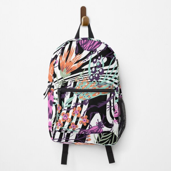 Item preview, Abstract Zebra Stripes with Colorful Floral & Bug Illustrations designed and sold by larissa-myrie.